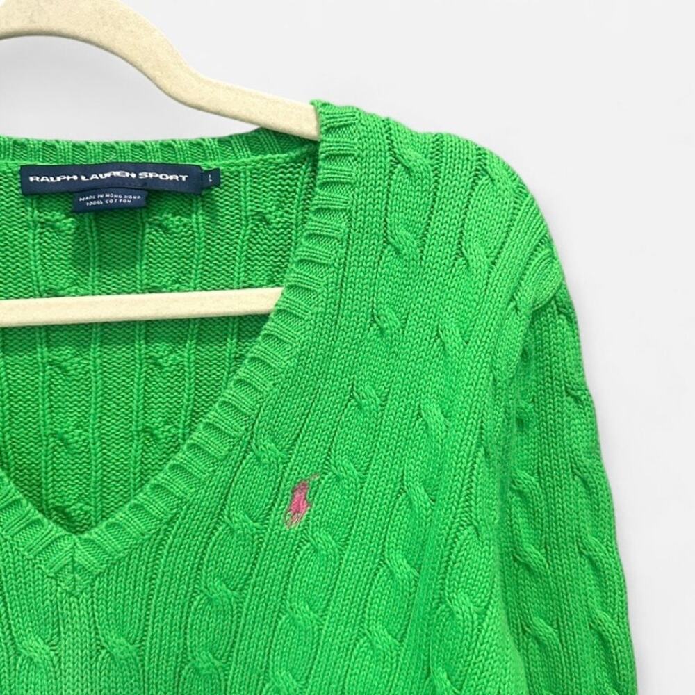 Ralph Lauren Sport Green Cable Knit Sweater - Picture 7 of 9